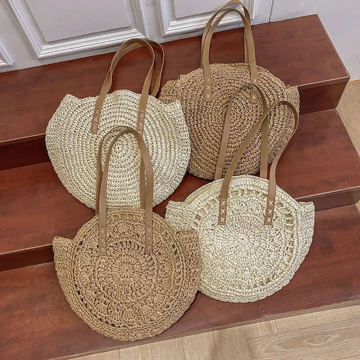 Soléa Handwoven Round Straw Beach Bag