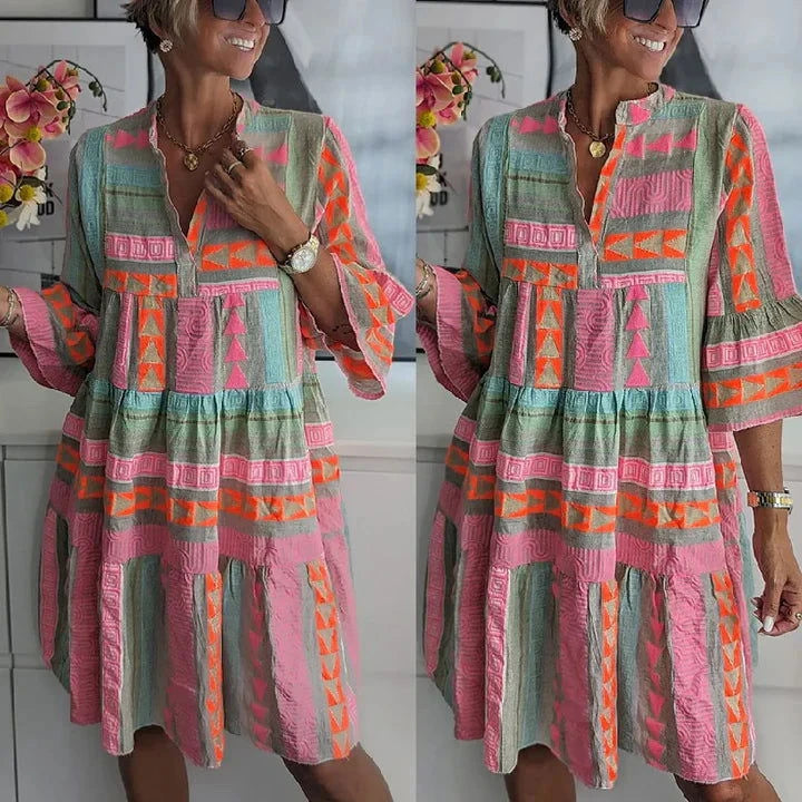 Bohemian Tiered Tunic Dress - Ariane Bay