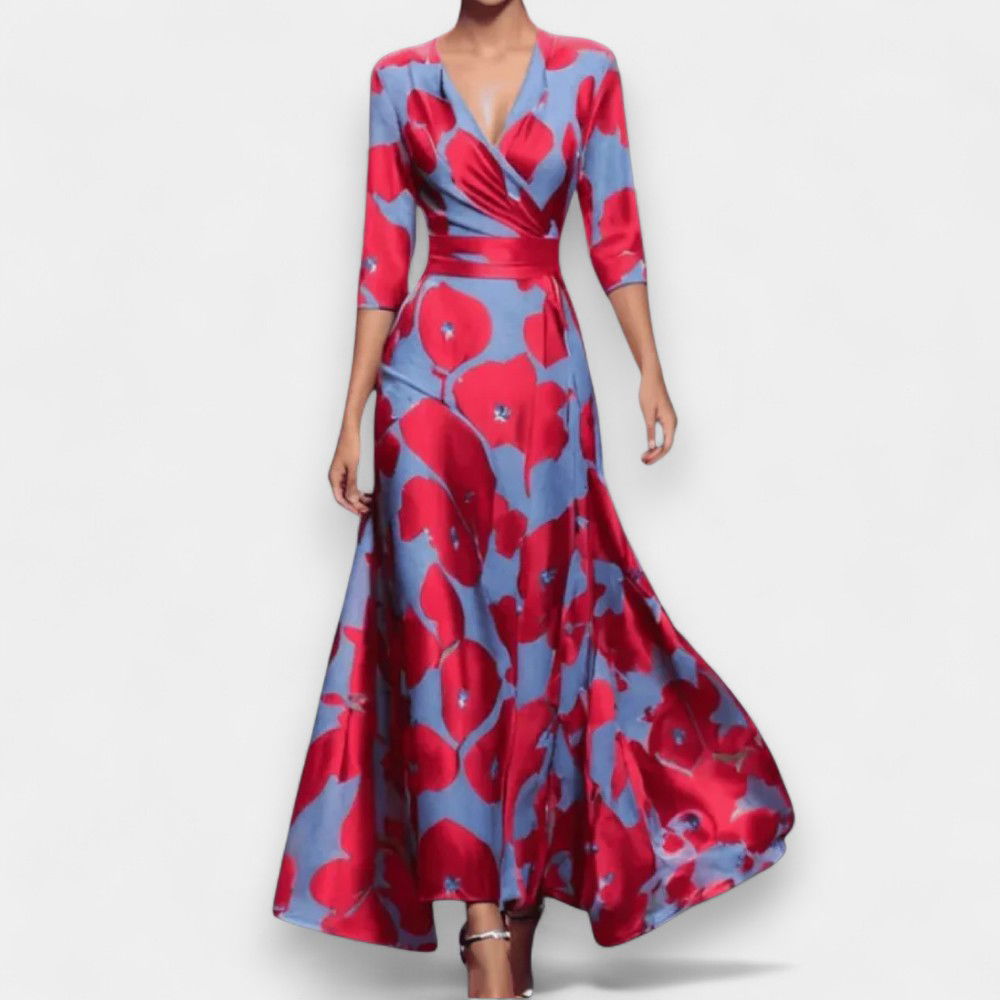 Classic Floral V-Neck Maxi Dress - Ariane Bay