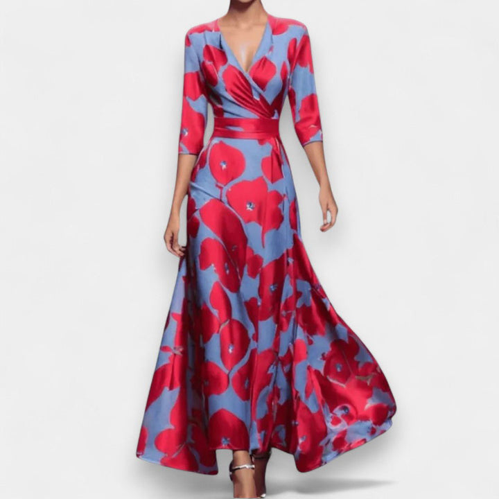 Classic Floral V-Neck Maxi Dress - Ariane Bay