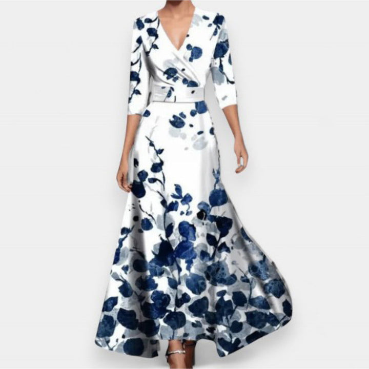 Classic Floral V-Neck Maxi Dress - Ariane Bay