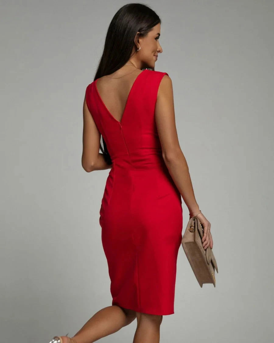 Cleo Slit V-Neck Dress - Ariane Bay