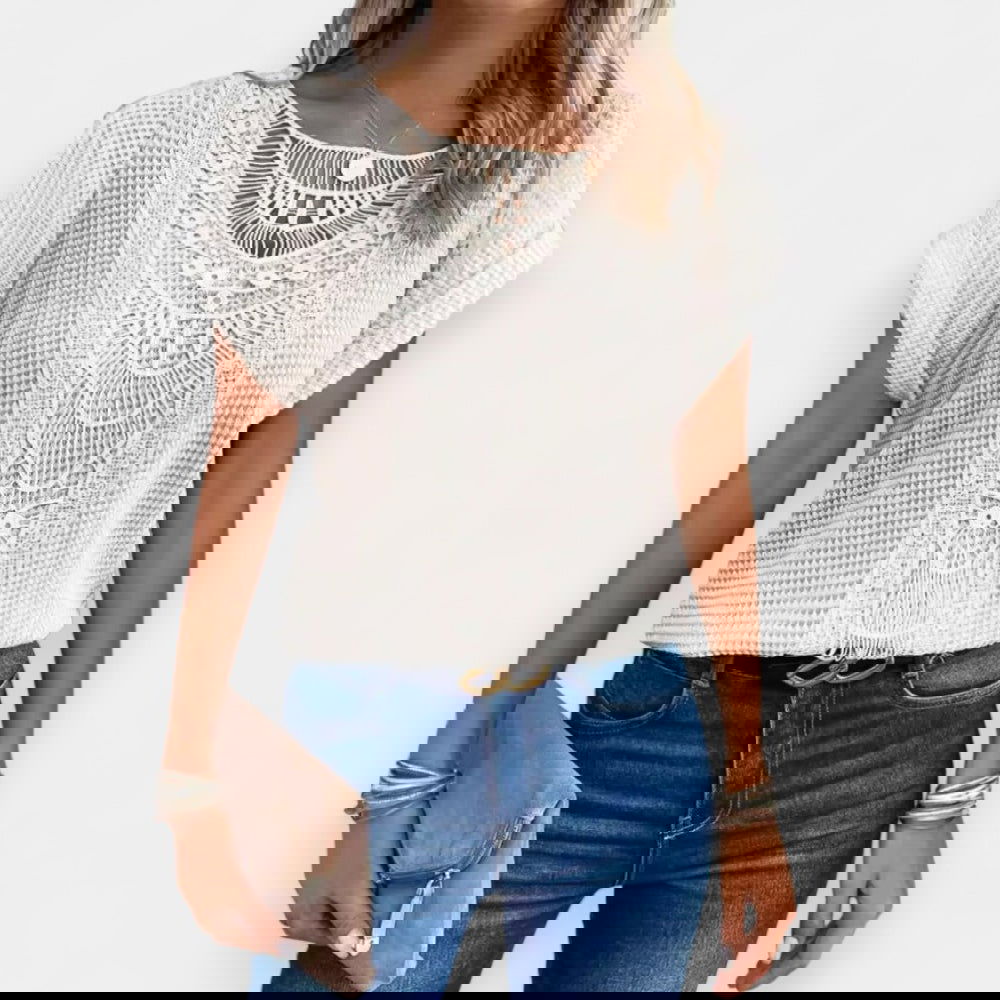Nate Crochet Sleeve Tee - Ariane Bay