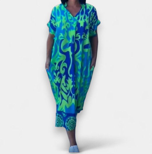 Nina Printed V-Neck Dress - Ariane Bay