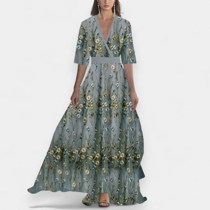 Remy Elegant V-Neck Belted Boho Dress - Ariane Bay