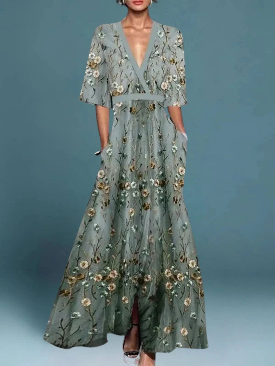 Remy Elegant V-Neck Belted Boho Dress - Ariane Bay