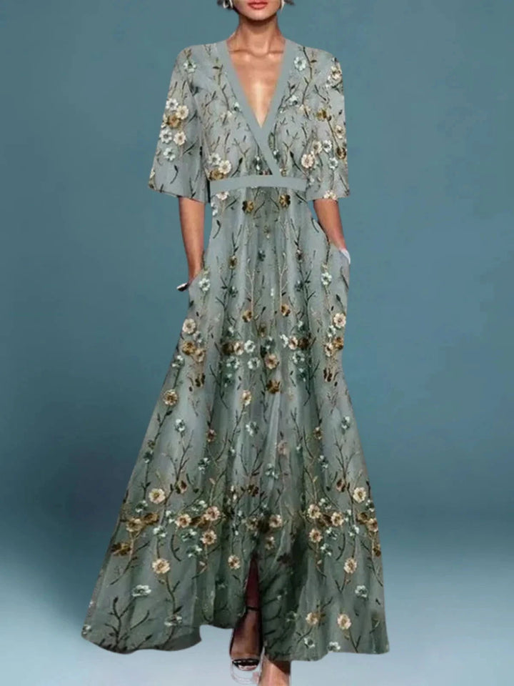 Remy Elegant V-Neck Belted Boho Dress - Ariane Bay