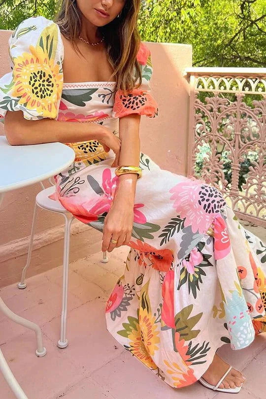 Saffron Bubble Sleeve Maxi Dress - Ariane Bay