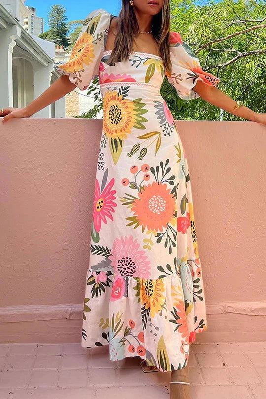 Saffron Bubble Sleeve Maxi Dress - Ariane Bay