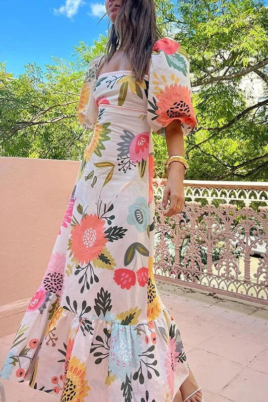 Saffron Bubble Sleeve Maxi Dress - Ariane Bay