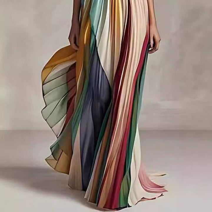 Sia Strapless Colorful Pleated Maxi Dress - Ariane Bay
