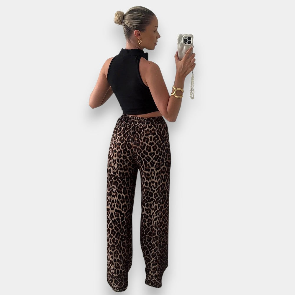 Sunny Leopard Palazzo Trousers - Ariane Bay